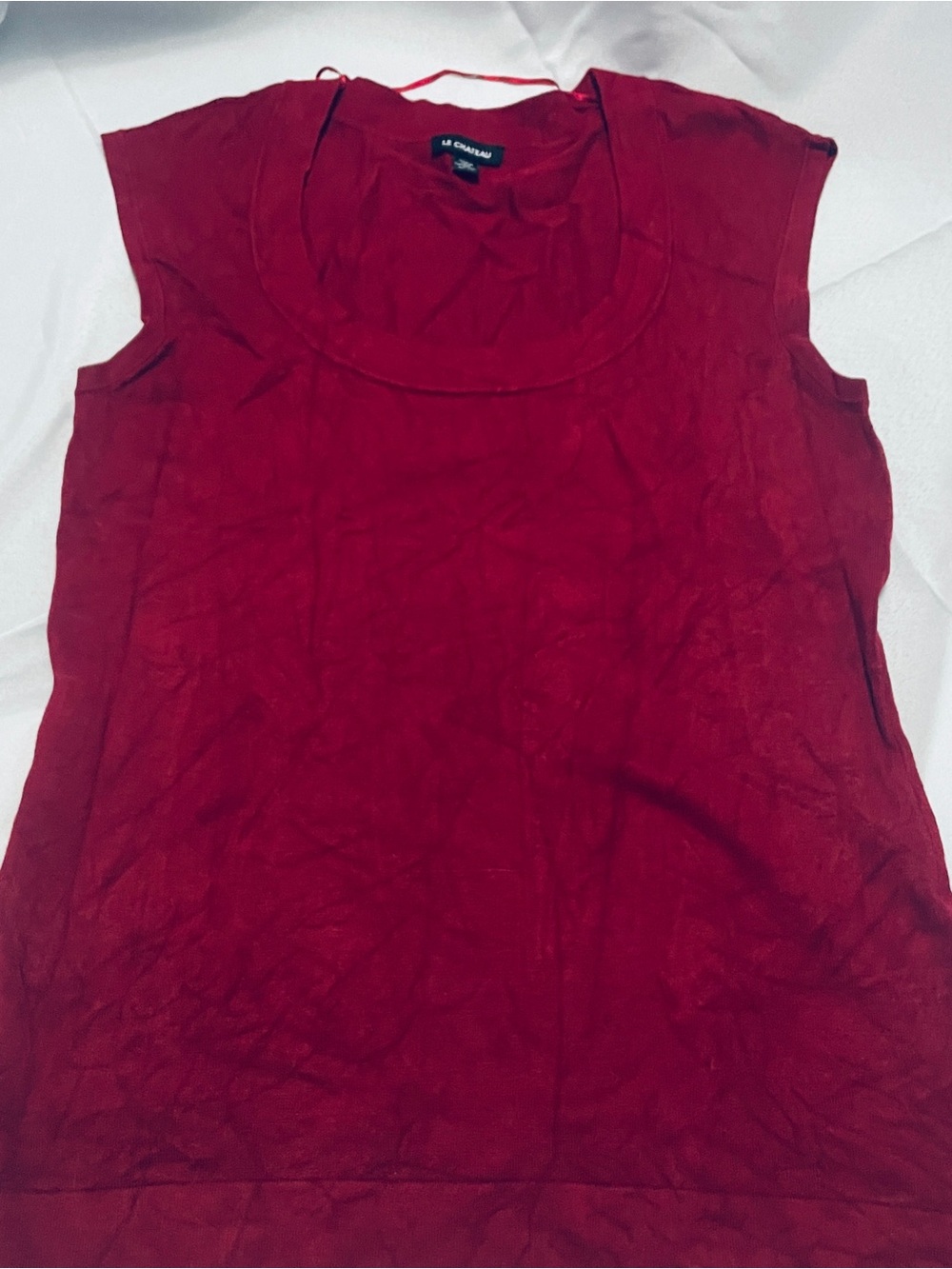 Women's Red Scoop Neck Cap Sleeve Top Le Chateau